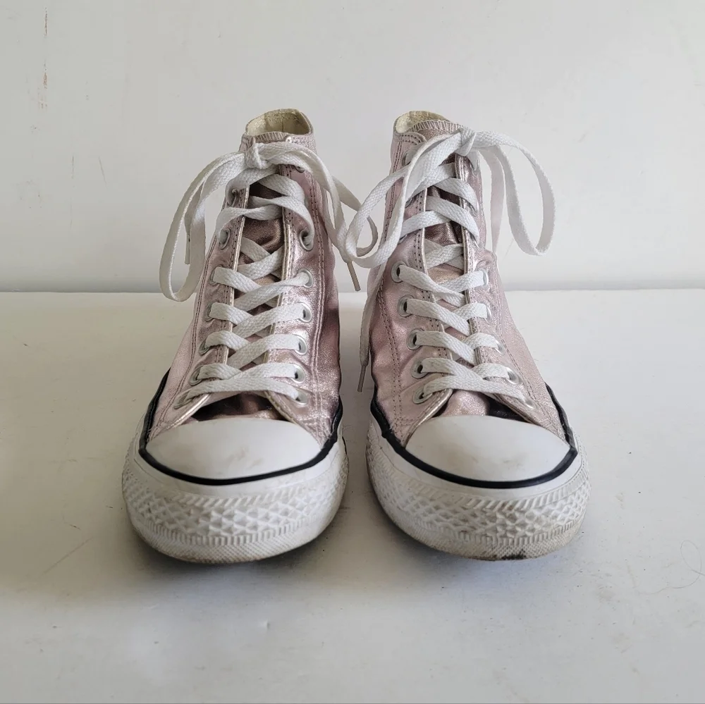 Converse Pink Rose Quartz Metallic Hi Tops Size 9 40 Streetwear Sneakers - Picture 16 of 16